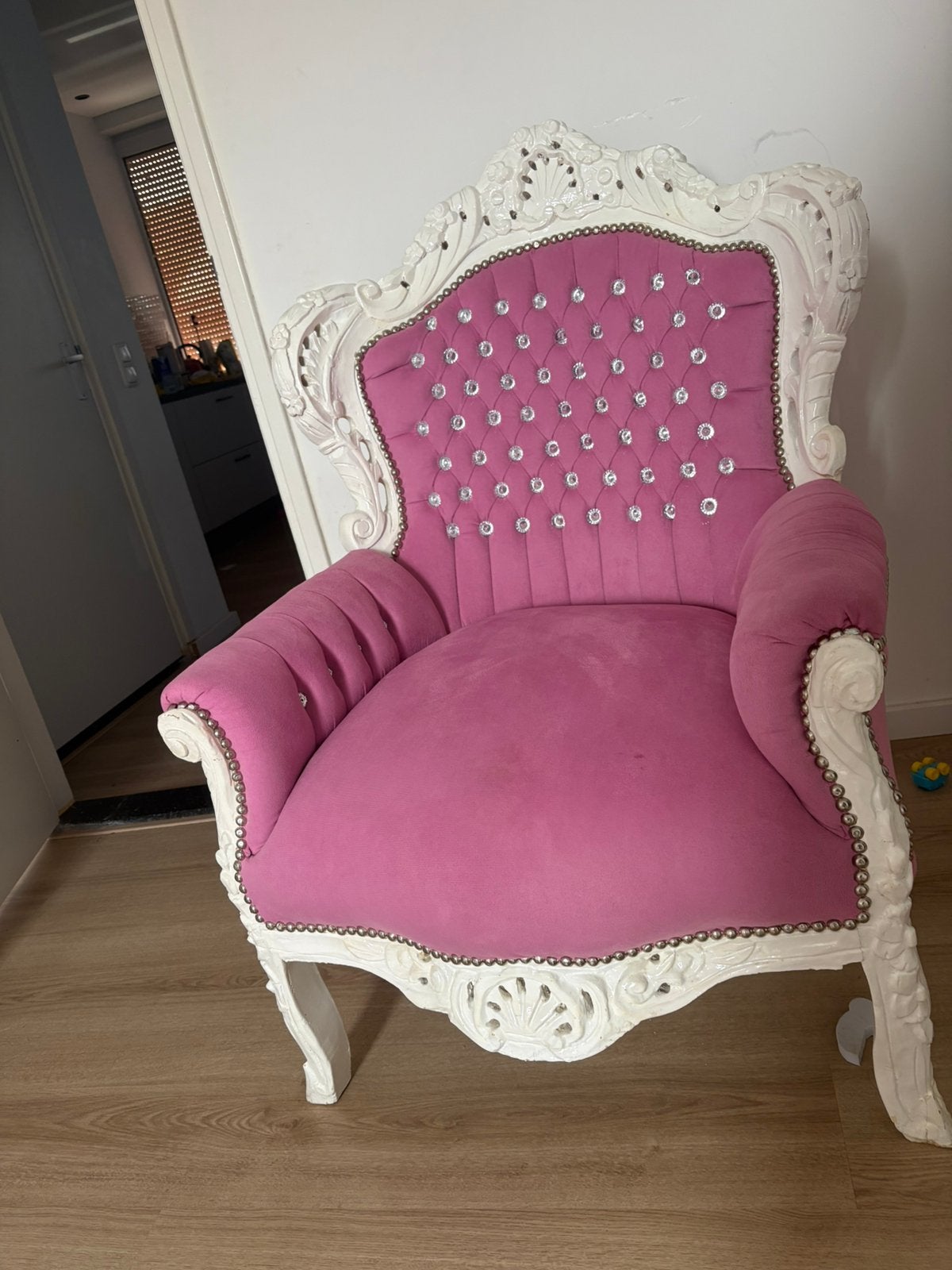 Barok fauteuil Roze Wit. OPHALEN!, Huis en Inrichting, Stoelen, Ophalen of Verzenden, Wit, Eén