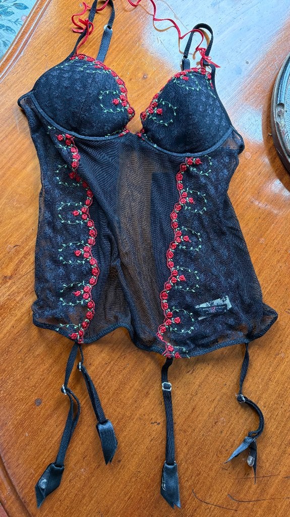 Bustier met jarretels, la perla, mt 75b nieuw 10E, Ophalen of Verzenden, Zwart, Body of Korset