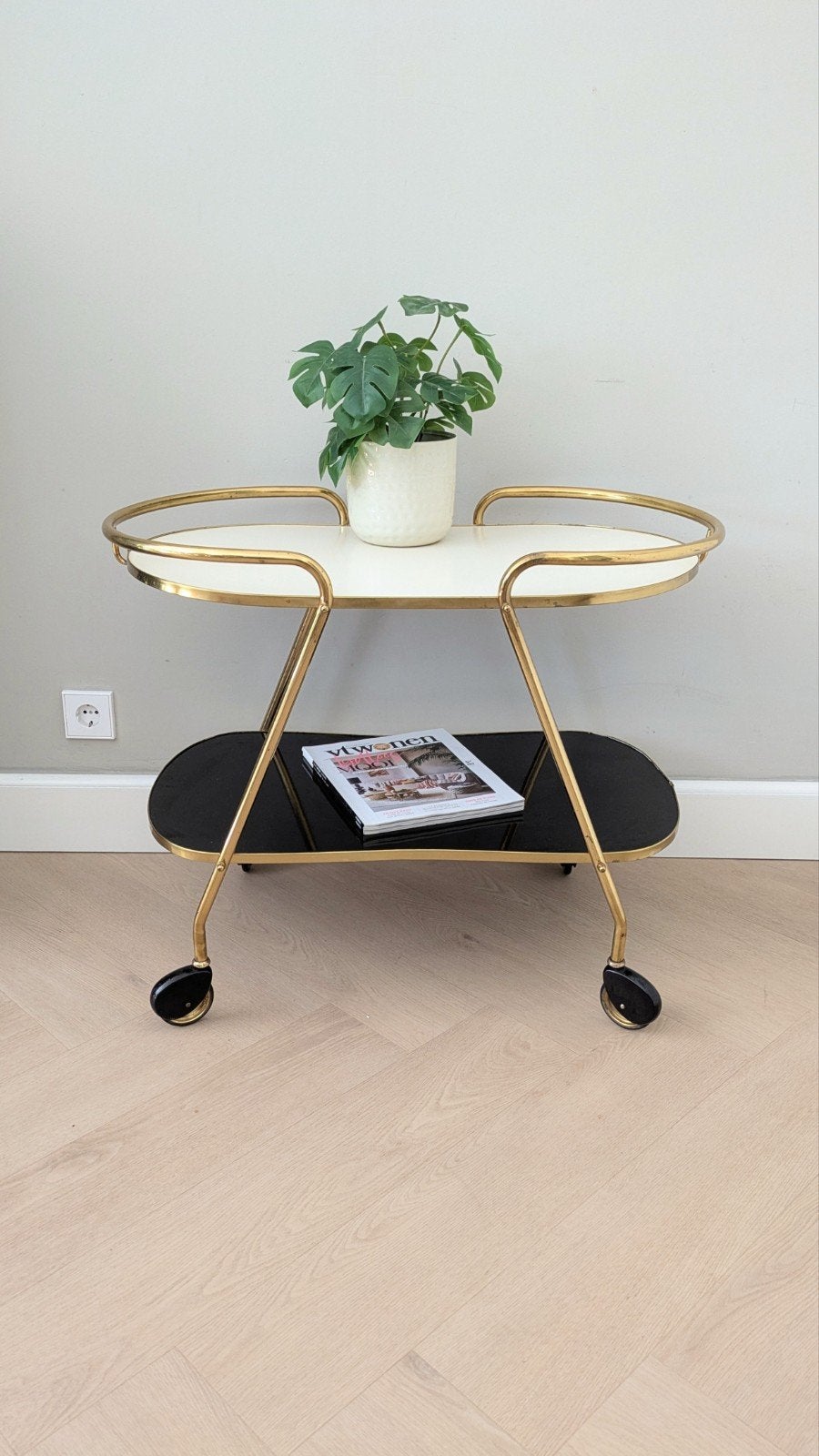 Vintage midcentury serveerwagen barcart trolley, Ophalen