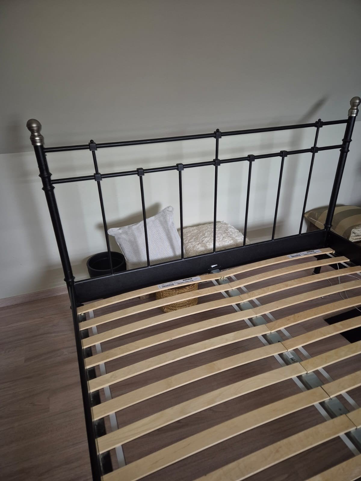 Metalen bedframe 160x200, Ophalen, Zwart, Tweepersoons, Metaal