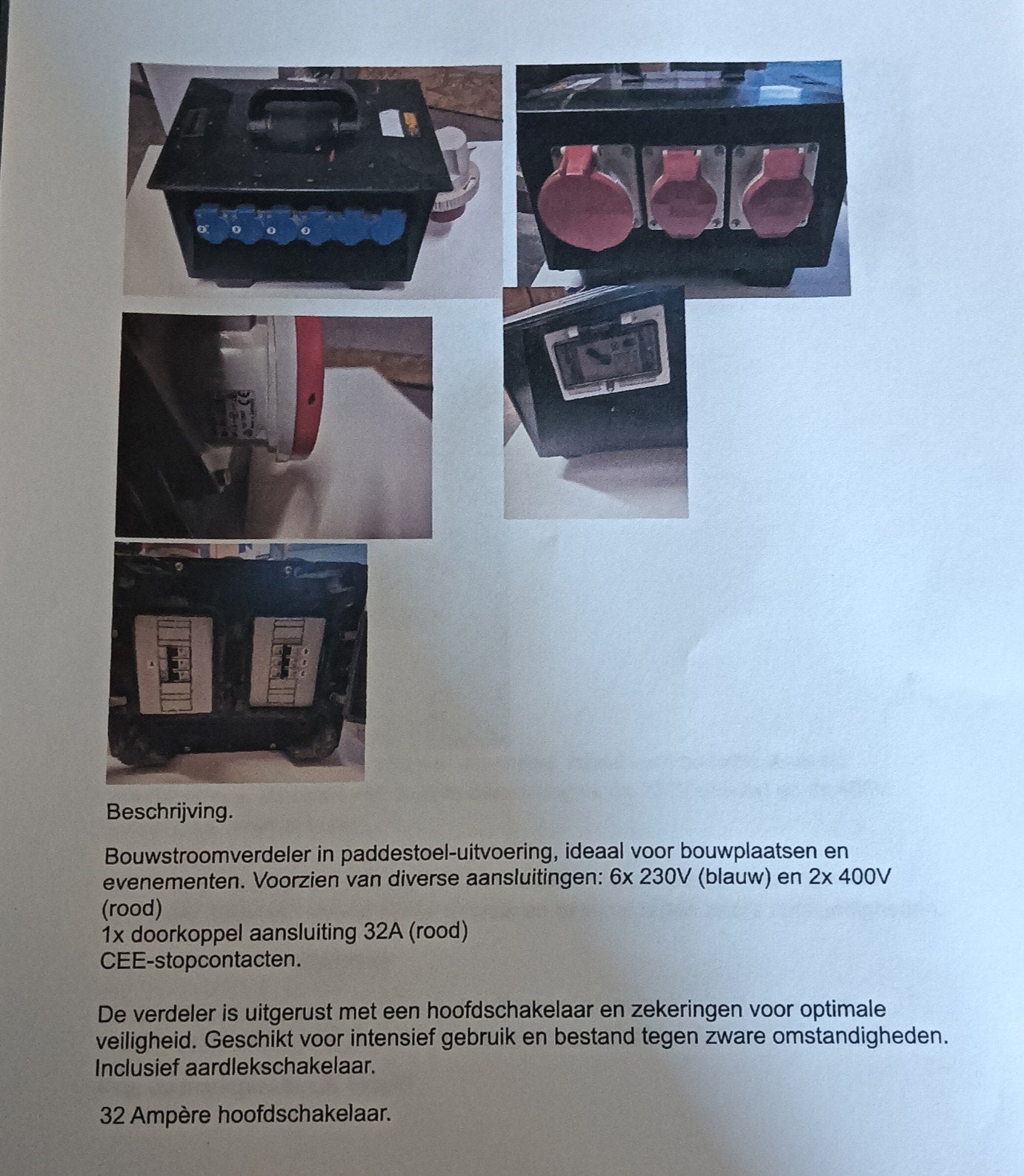 bouwstroom verdeler in paddestoel uitvoering, Doe-het-zelf en Verbouw, Ophalen of Verzenden, Gebruikt, Overige typen