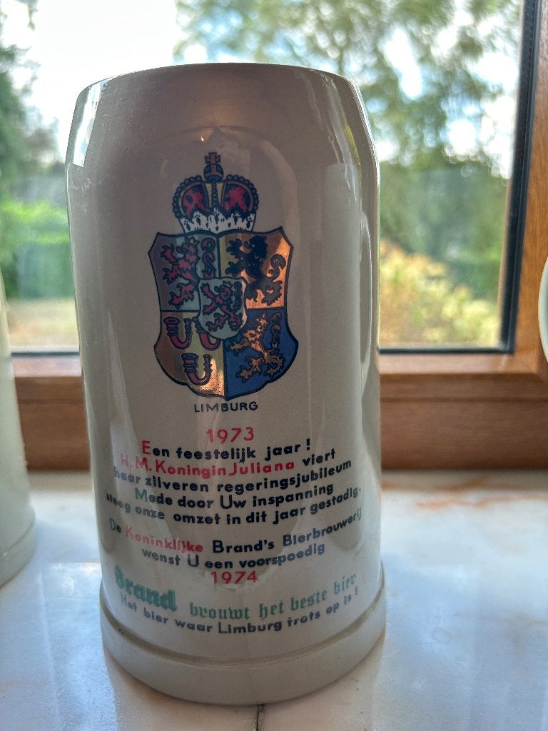 Brand Bierpul Juliana Jubileum 1973 - Zeldzaam, Verzamelen, Biermerken, Ophalen, Zo goed als nieuw, Pul(len), Brand