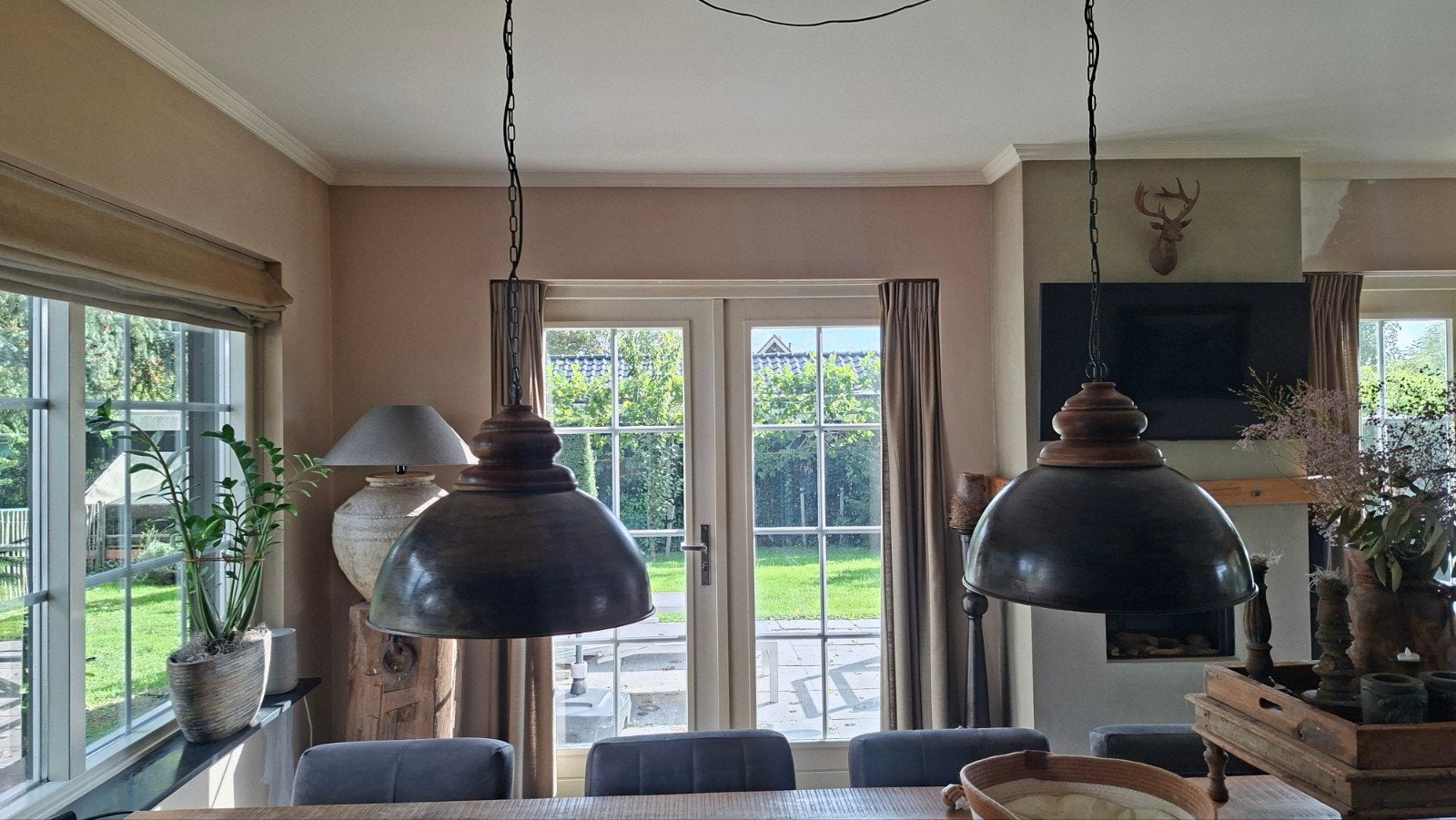 2 mooie landelijke eetkamer hanglampen, Ophalen, Zo goed als nieuw