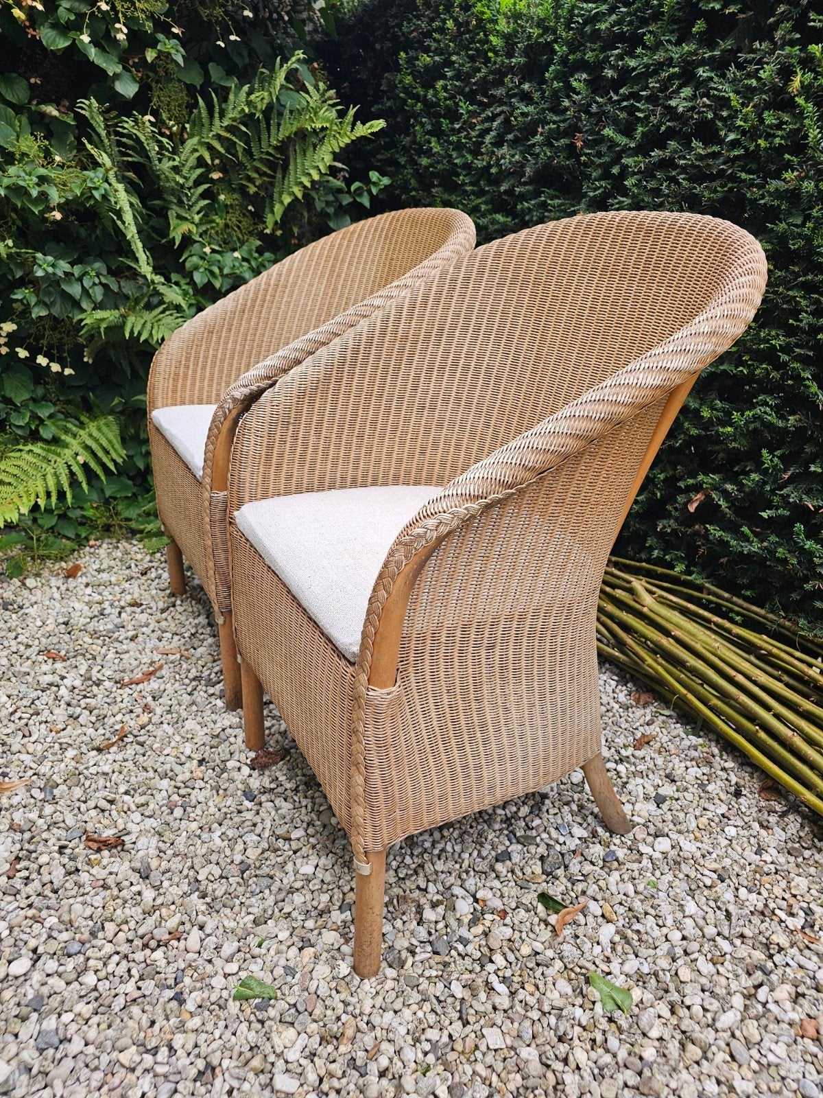Lloyd Loom stoelen 2 stuks beige/goud, Ophalen, Gebruikt, Twee, Overige kleuren