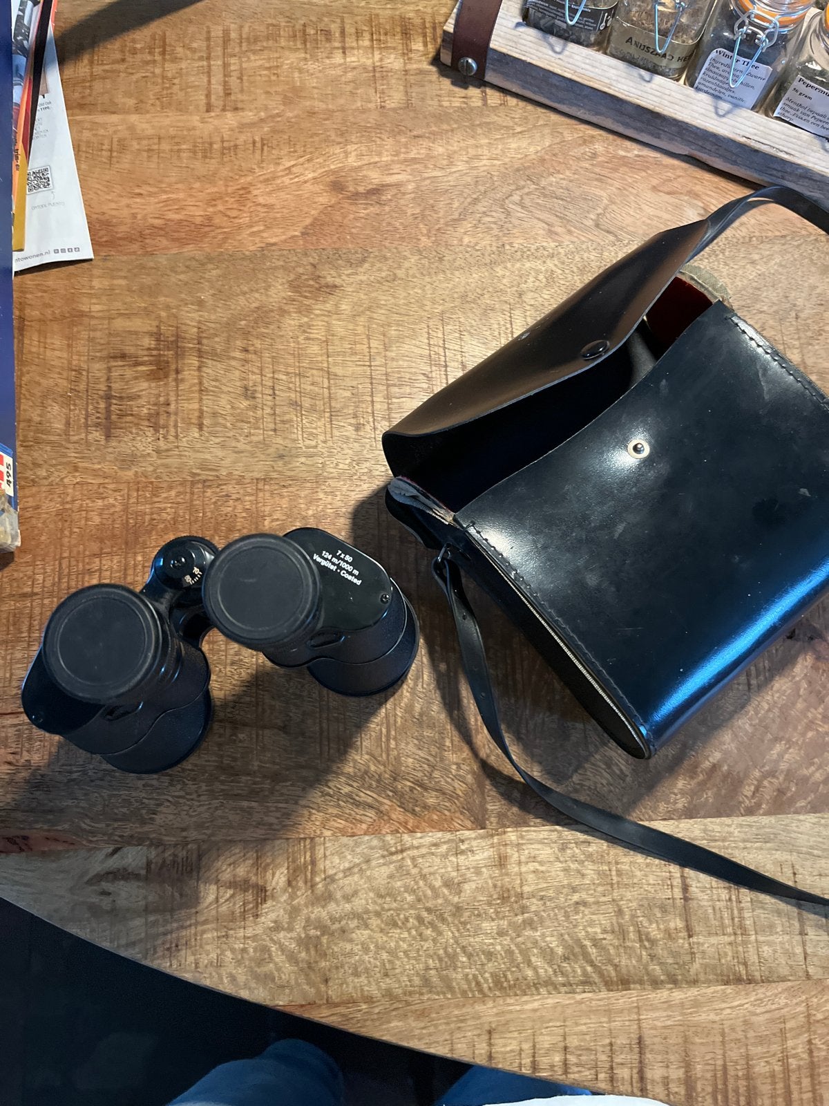 Verrekijker met draagtas - Vintage, Ophalen, Gebruikt, Porro (met knik), 8 tot 12x