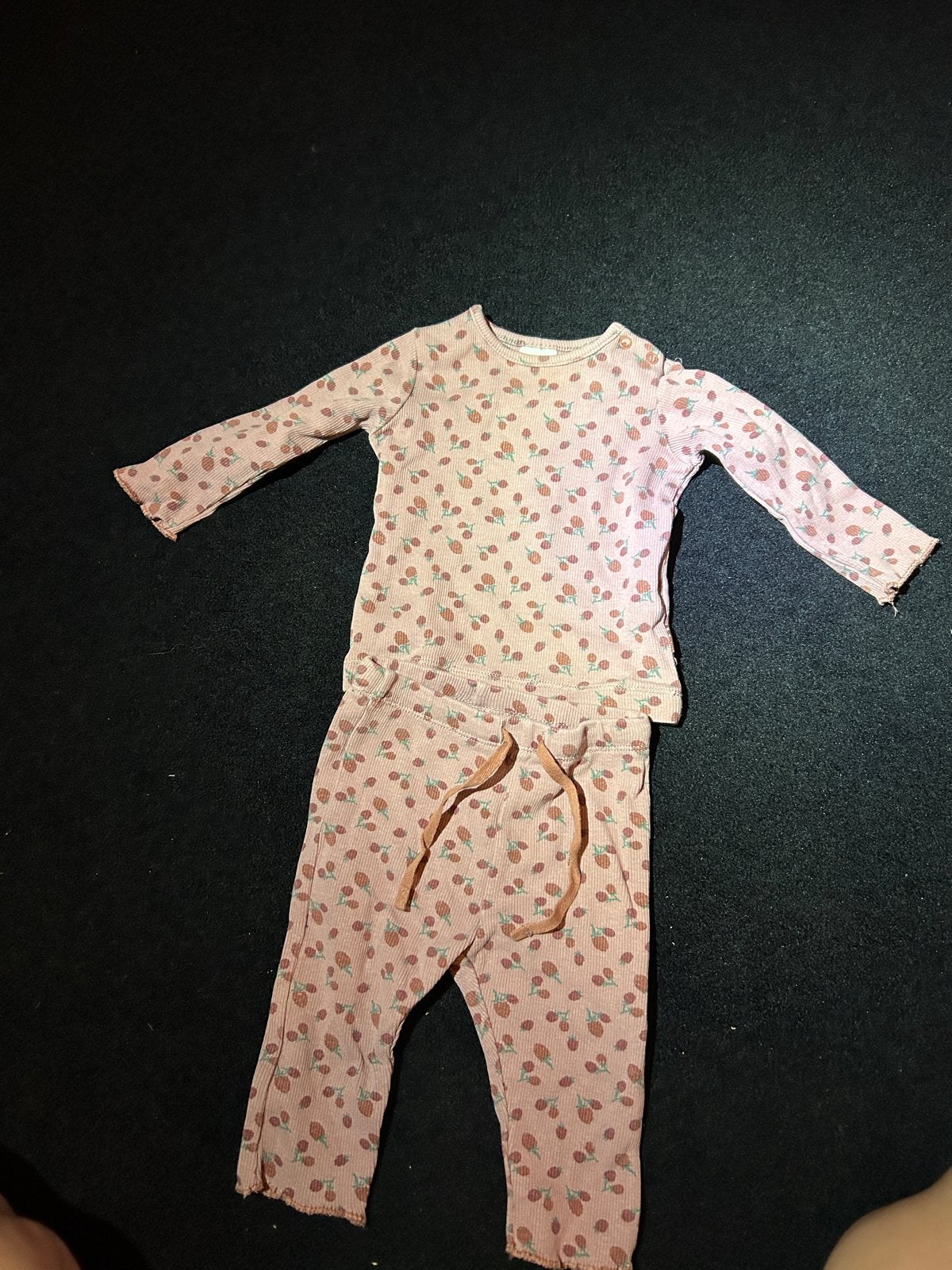 Roze baby set met kersenprint, Ophalen of Verzenden, Zo goed als nieuw, Jongetje of Meisje