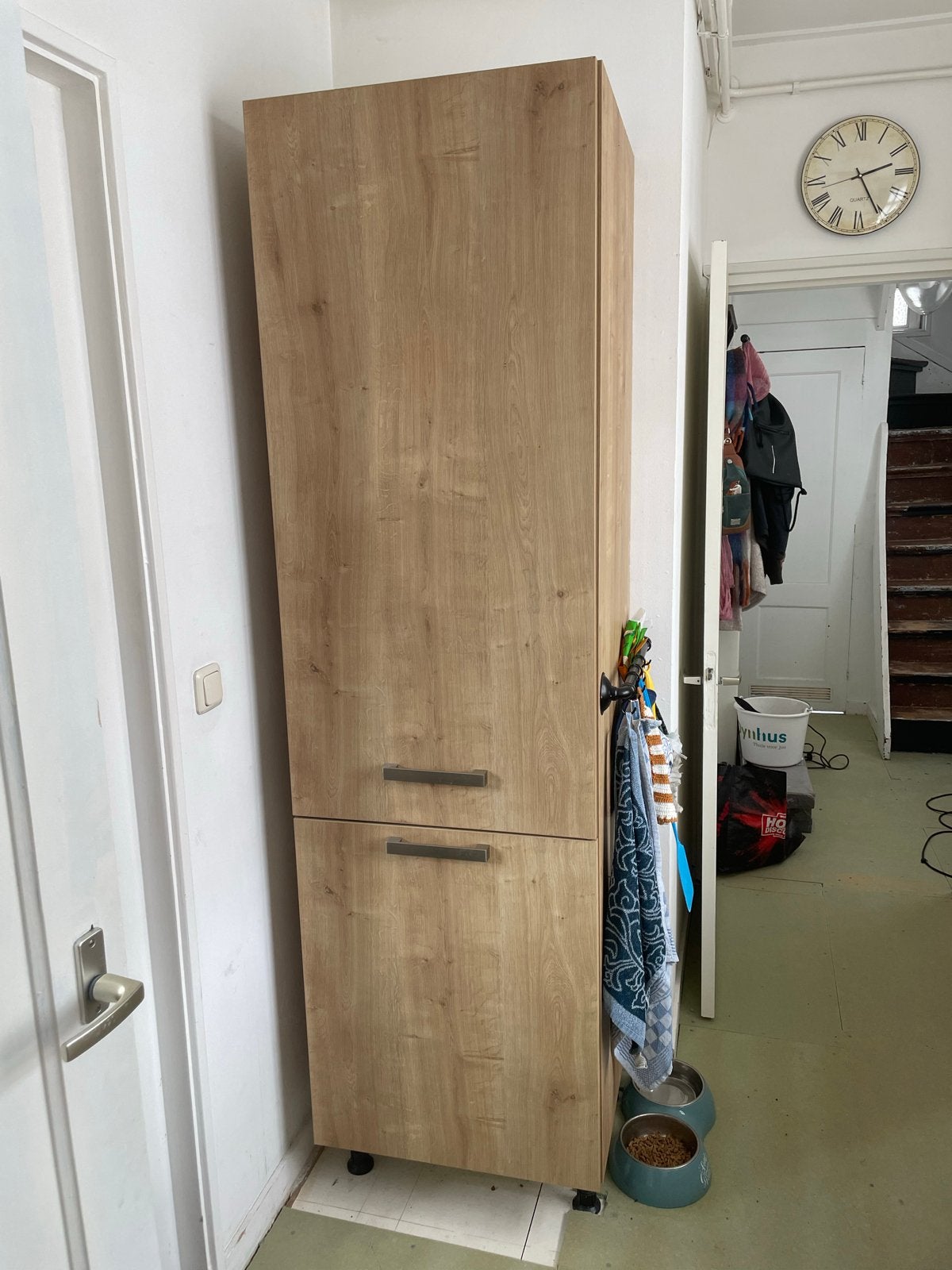 Zanussi inbouw koel/vries combi met ombouwkast, Ophalen, Gebruikt, Met aparte vriezer, 160 cm of meer