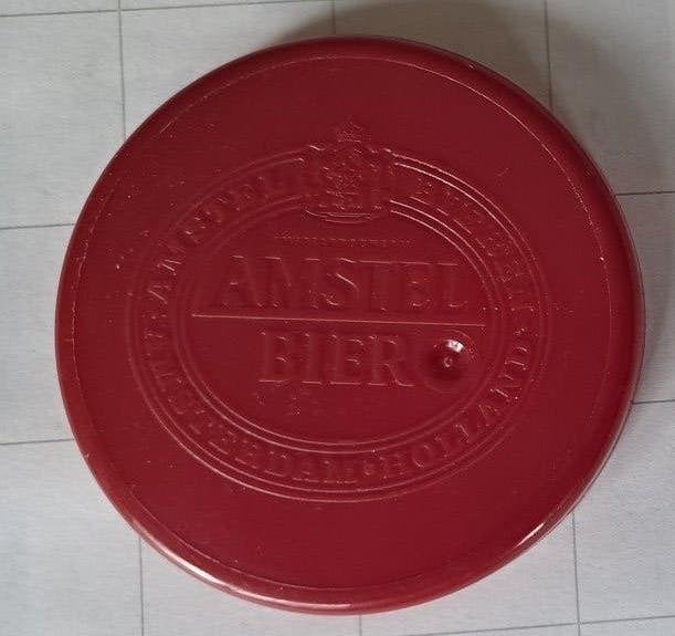 Amstel Bier Bierfust afdekkapje rood, Ophalen of Verzenden, Gebruikt, Reclamebord, Plaat of Schild, Amstel