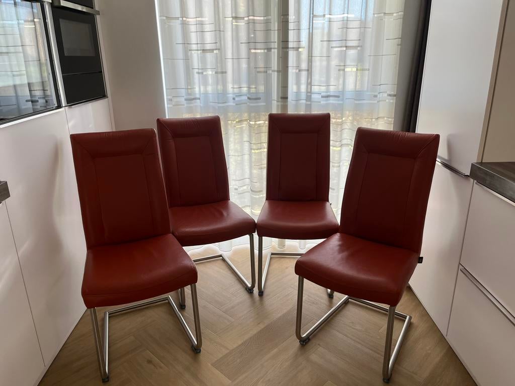 4 leren eetkamerstoelen van H&H, Huis en Inrichting, Ophalen, Overige kleuren, Leer, Zo goed als nieuw