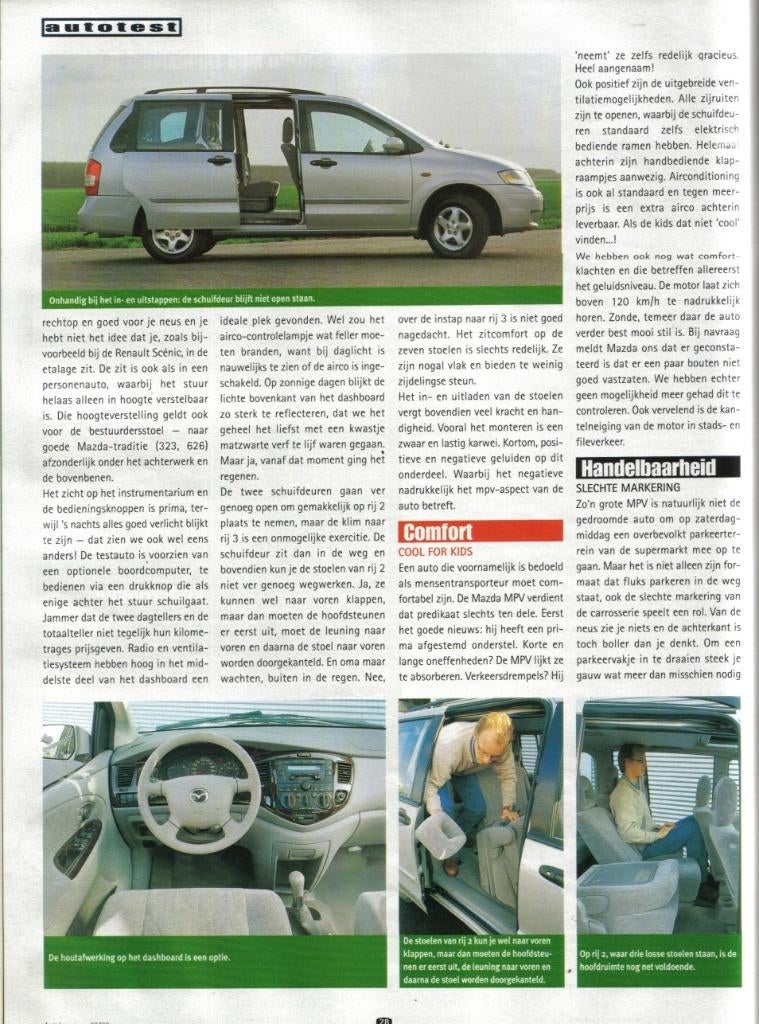 Autokampioen test Mazda MPV 1999, Boeken, Auto's | Folders en Tijdschriften, Ophalen of Verzenden, Gelezen, Mazda