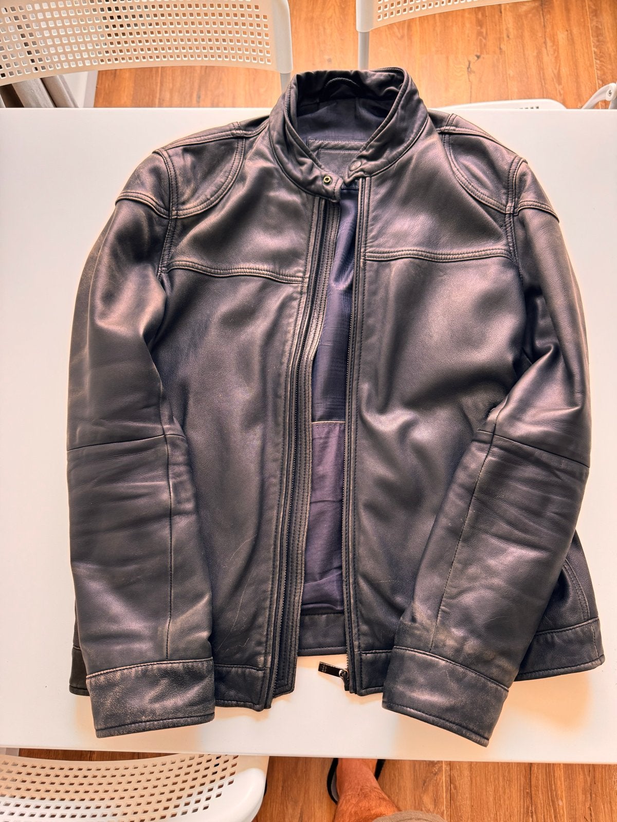 Massimo Dutti Leren Jas - Stijlvol en Tijdloos, Ophalen of Verzenden, Zo goed als nieuw, Overige maten, Zwart