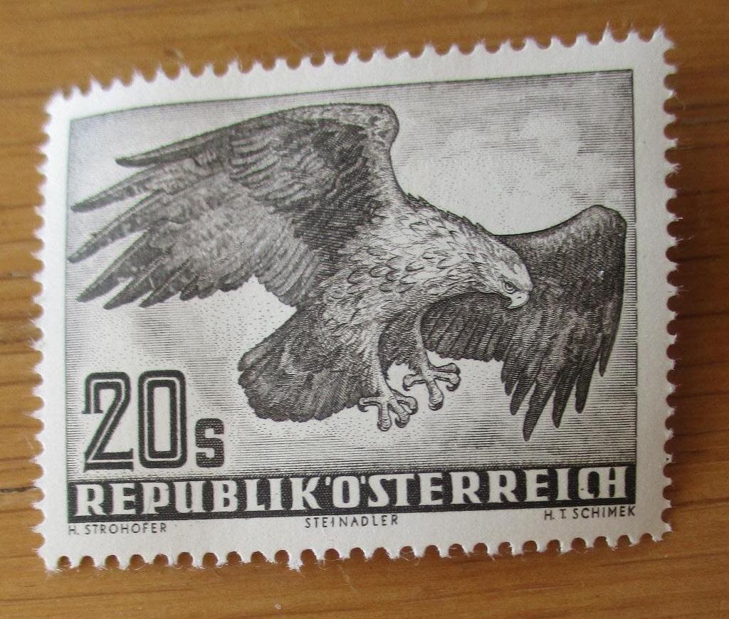 Oostenrijk, luchtpostzegel met Steenarend, 1952, Verzenden, Postfris