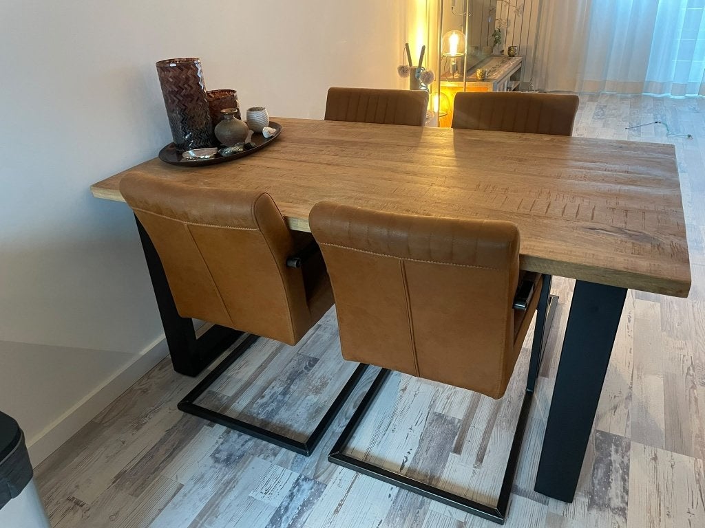 Mango hout eettafel 160/90 cm, Ophalen, Gebruikt, Vierkant, 50 tot 100 cm