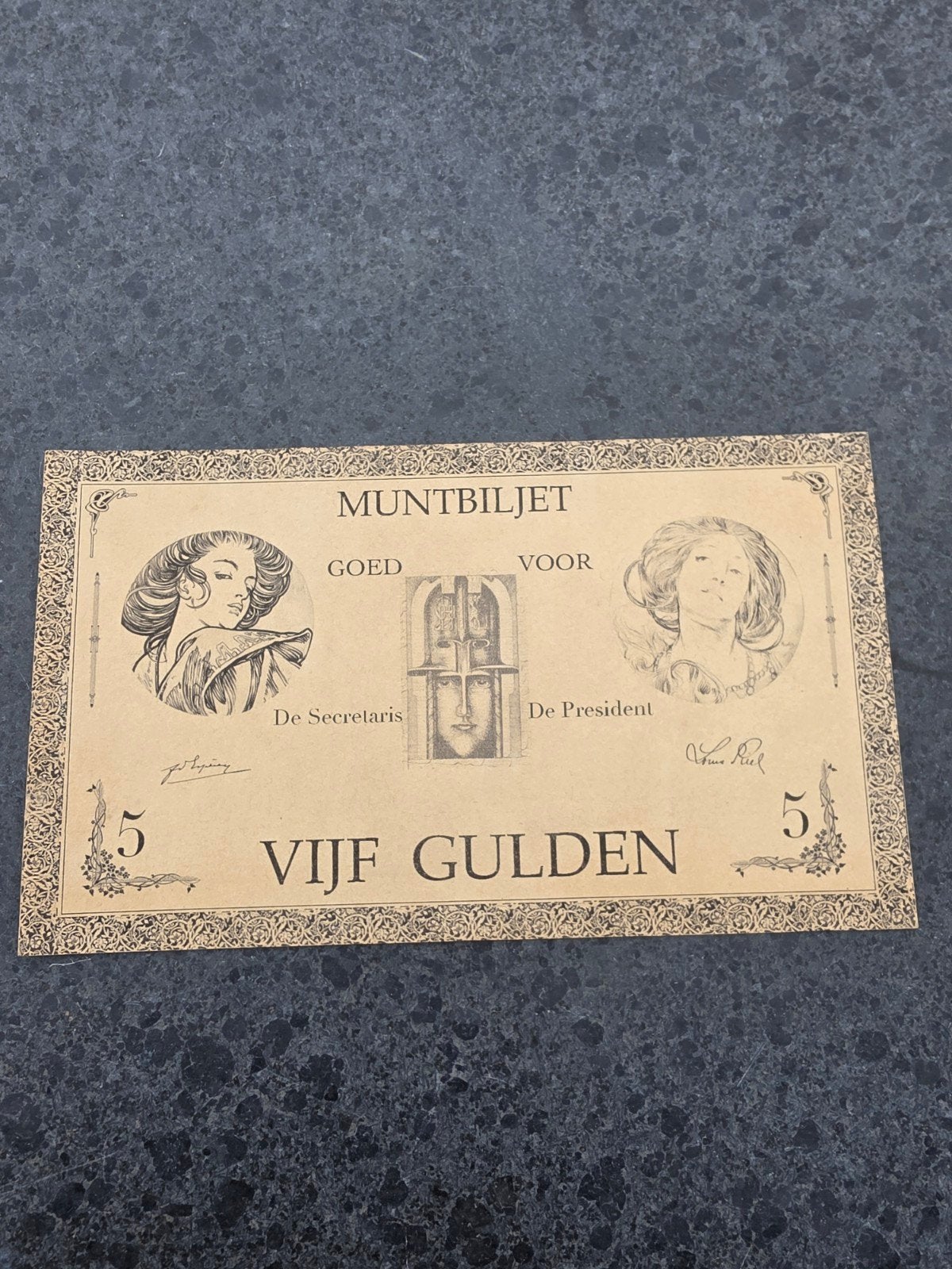 Set van 5 proefontwerpen muntbiljetten Amsterdam 1922, Ophalen of Verzenden, Setje