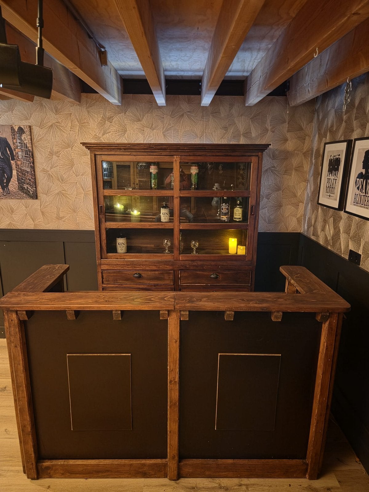 Bruin cafe kroeg man cave bar set massief hout toog, Ophalen of Verzenden, Zo goed als nieuw
