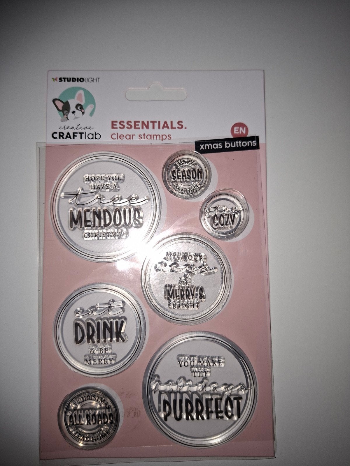Studio Light Clearstamps - Xmas Buttons, Hobby en Vrije tijd, Ophalen of Verzenden, Zo goed als nieuw, Clearstamp