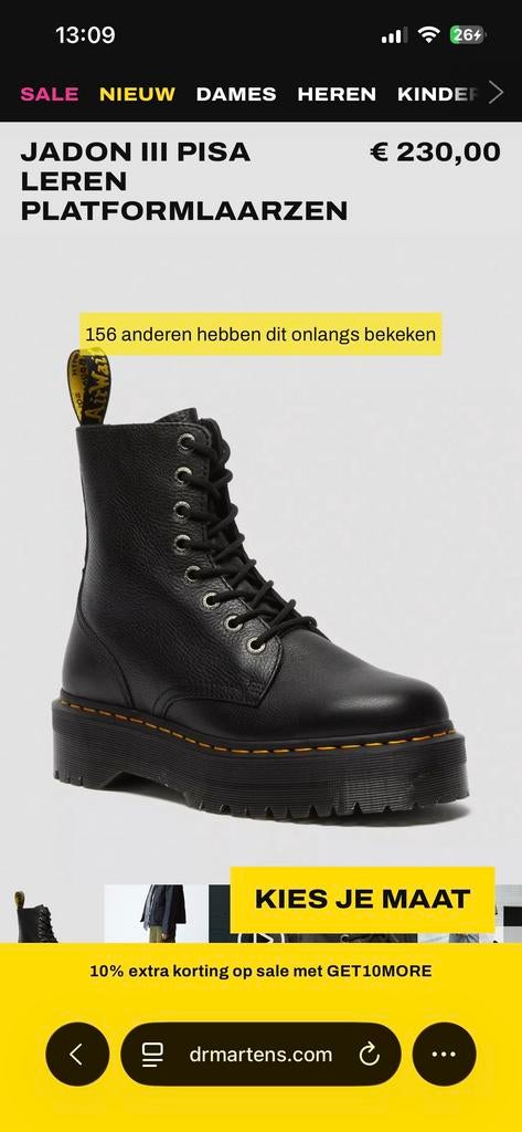 Dr. Martens Jadon Pisa leren platformlaarzen, Ophalen of Verzenden, Gedragen, Zwart, Lage of Enkellaarzen