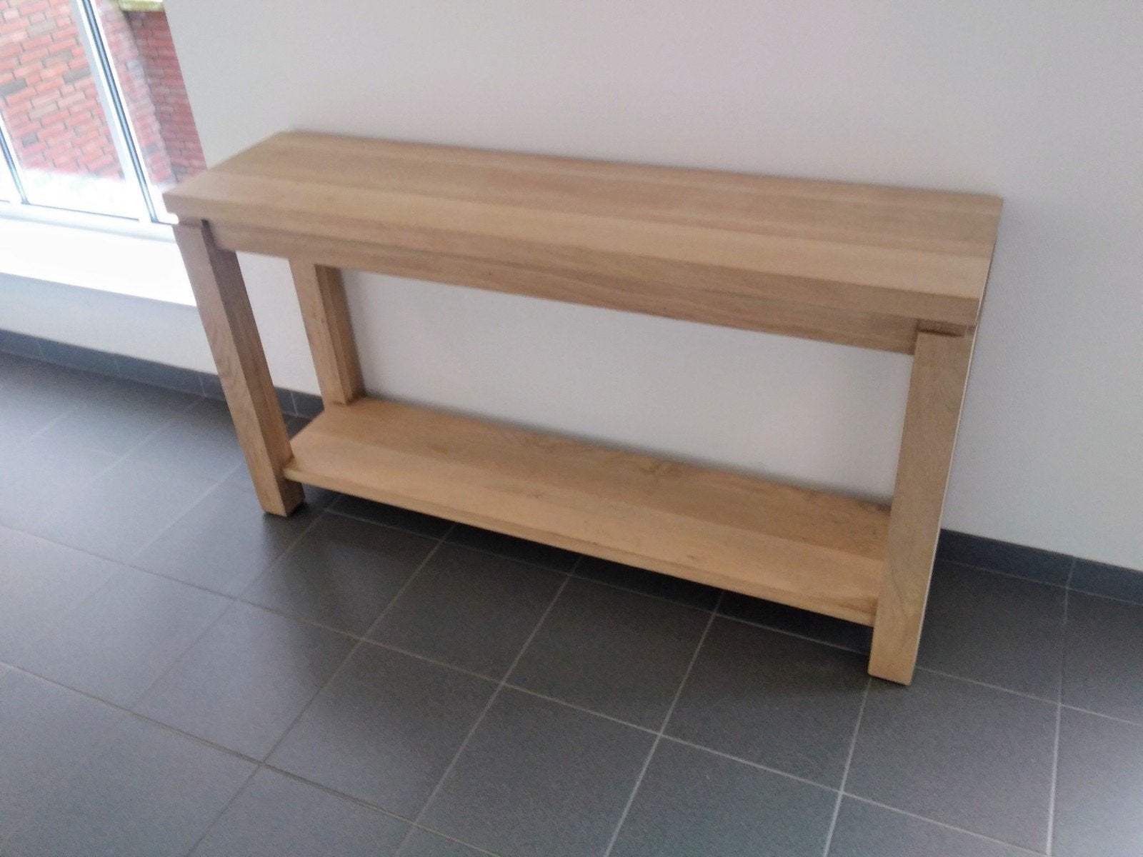 eiken sidetable  140x35cm, Huis en Inrichting, Ophalen of Verzenden, 25 tot 50 cm, Rechthoekig