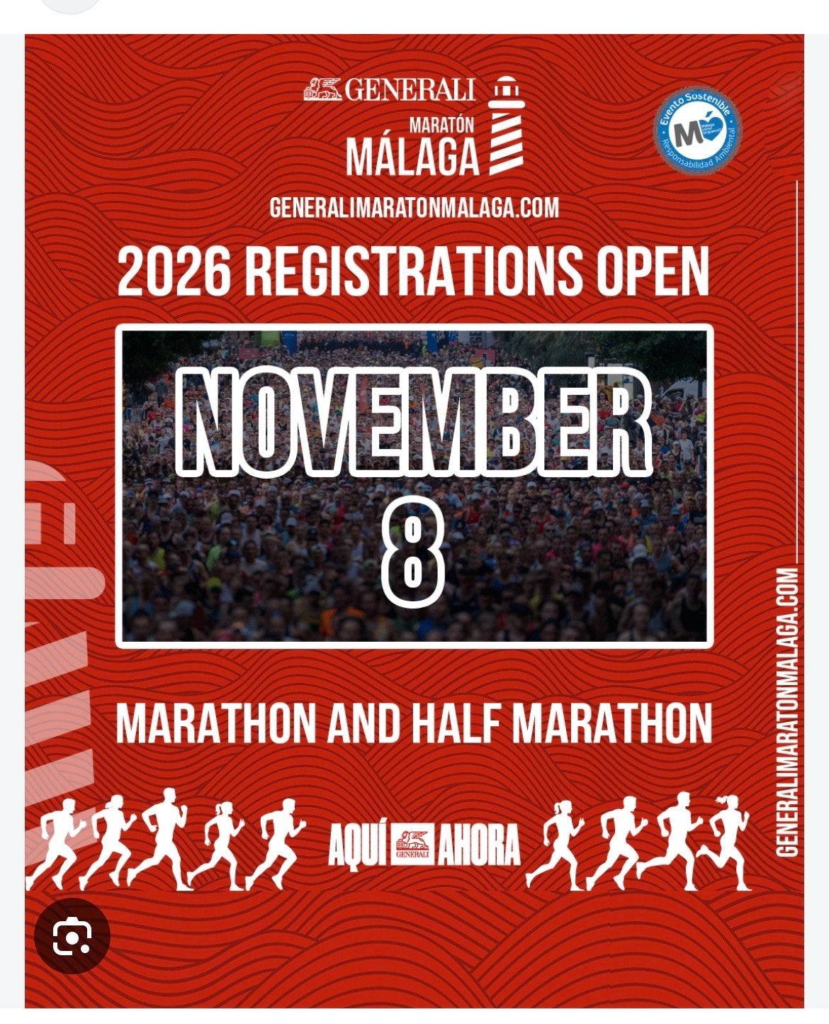 Startbewijs halve marathon Malaga, Eén persoon