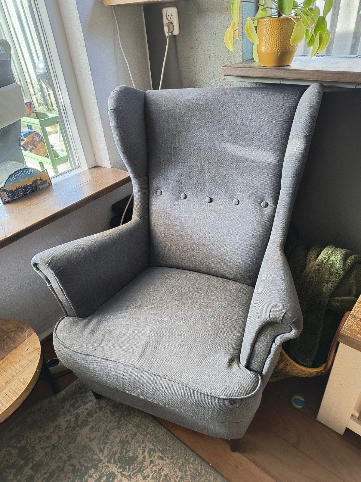 Ikea Strandmon oorfauteuil - Grijs, Huis en Inrichting, Ophalen, Gebruikt, Modern, Scandinavisch, 75 tot 100 cm