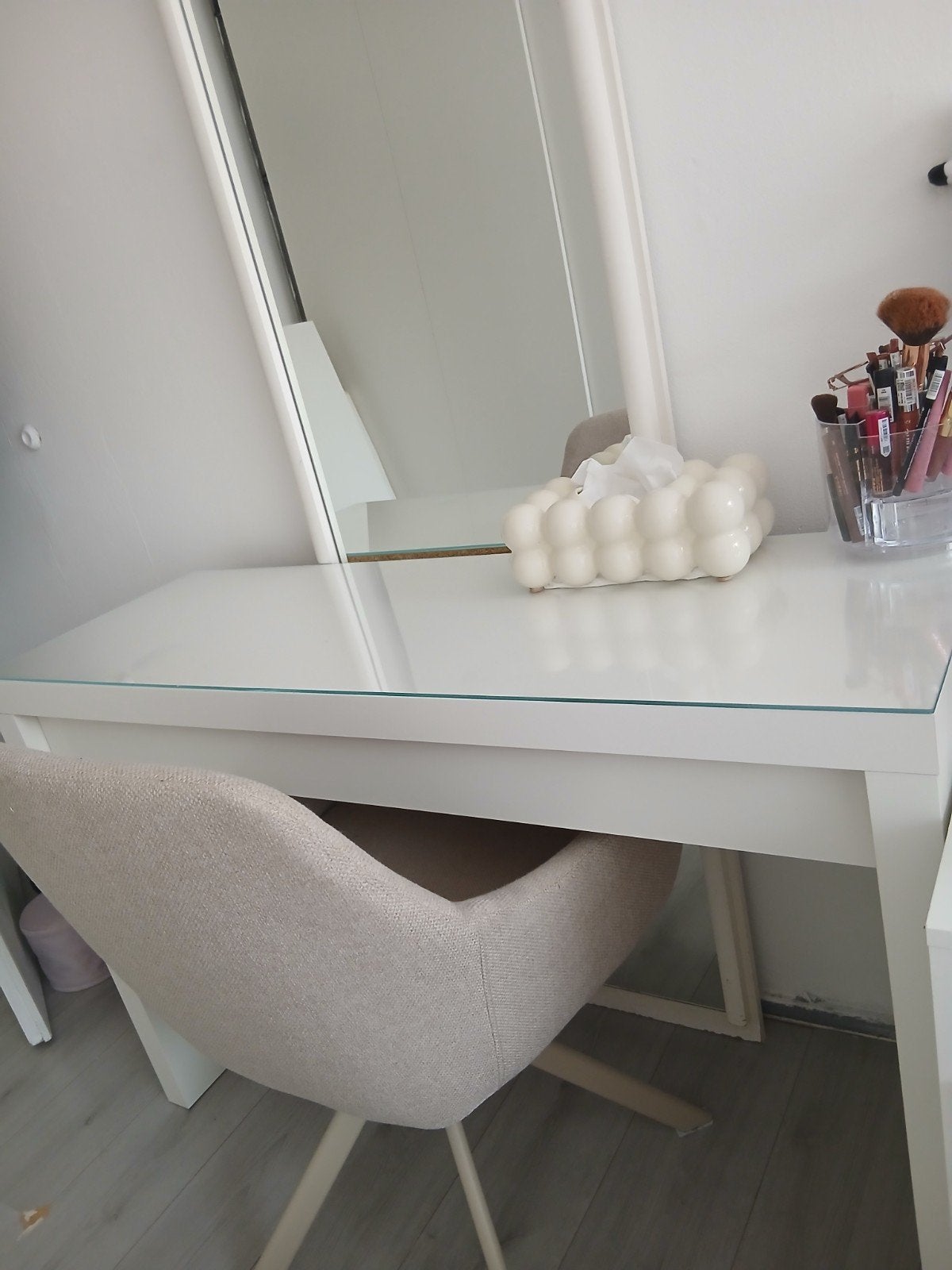 IKEA Malm kaptafel / bureau met lade en glasplaat, Ophalen, 100 tot 150 cm, Zo goed als nieuw, Minder dan 100 cm