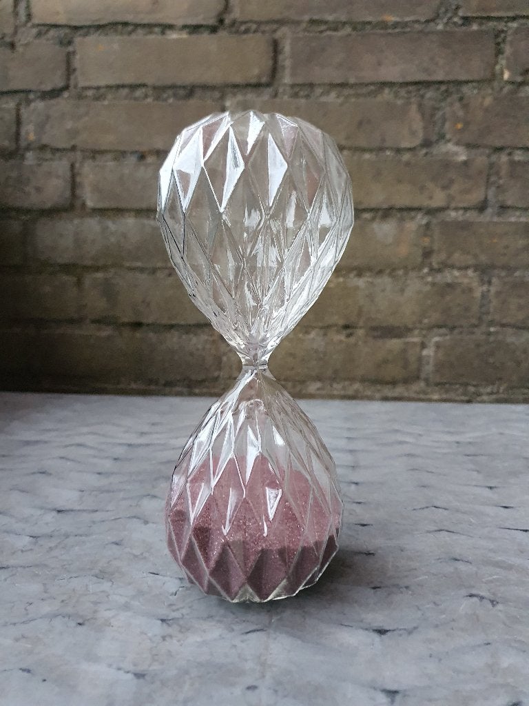 Decoratieve glazen zandloper met diamant patroon 25 minuten, Ophalen of Verzenden
