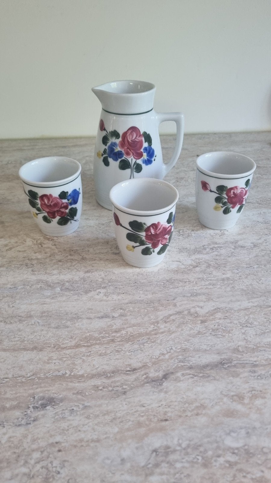 Vintage Lilien Porzellan Austria set met 3 bekers, Ophalen of Verzenden