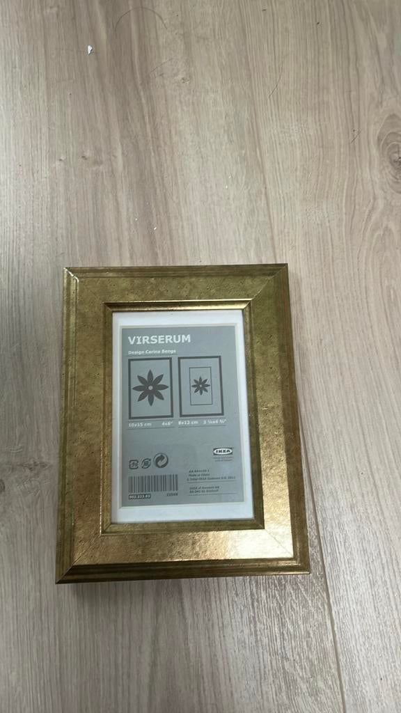 Goudkleurig fotolijstje (IKEA VIRSERUM), Ophalen of Verzenden, Gebruikt, Hout, Minder dan 50 cm