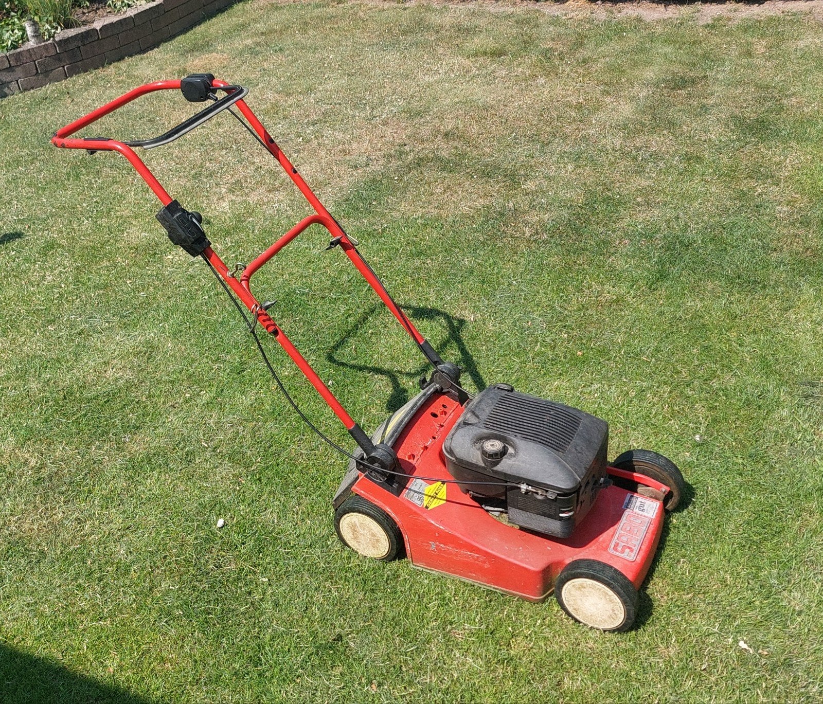 SABO grasmaaier 43-4, benzine-grasmaaier, Tuin en Terras, Grasmaaiers, Ophalen, Gebruikt, Benzine-grasmaaier, 40 t/m 49 cm
