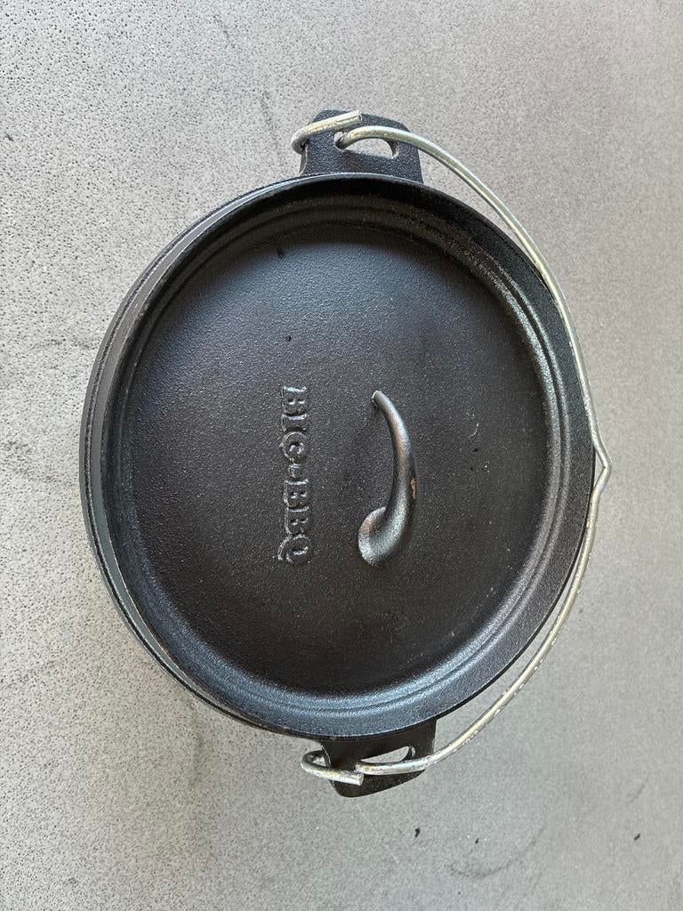 Big BBQ Gietijzeren Dutch Oven - Perfect voor Buiten Koken, Ophalen of Verzenden, Zo goed als nieuw