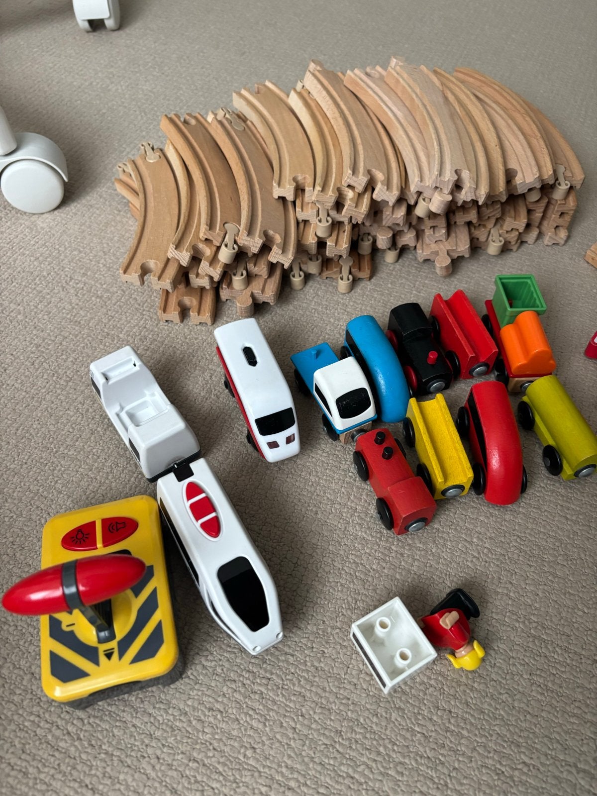 Grote set houten treinrails en accessoires, Kinderen en Baby's, Ophalen of Verzenden, Gebruikt, Overige typen