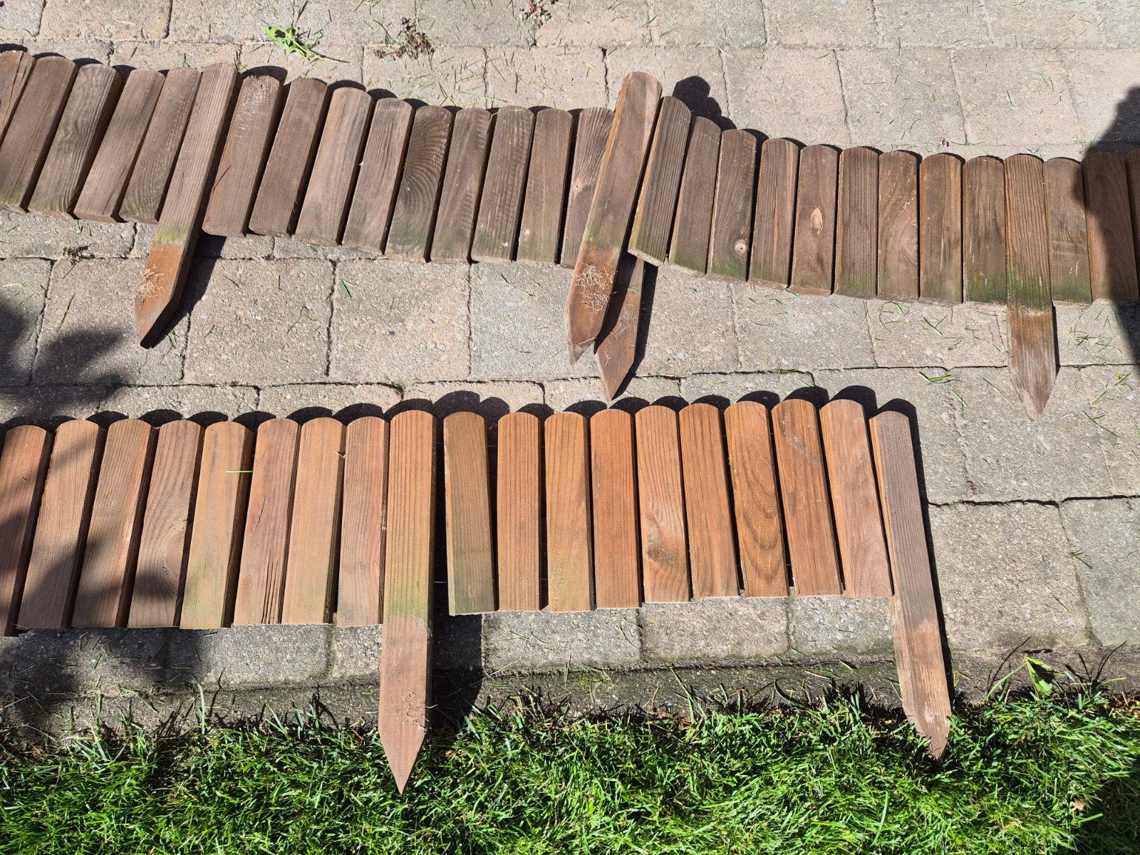 3 houten hekjes tuin 200x20cm, Ophalen, Gebruikt, Hout, Tuinhek