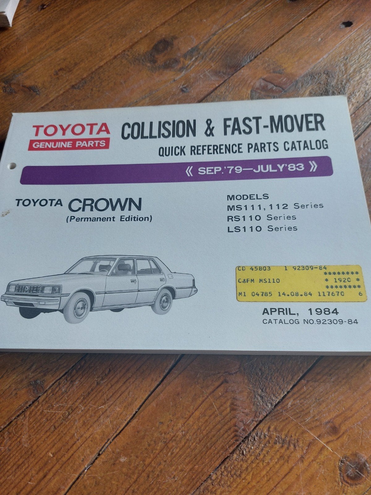 PARTS CATALOGUS TOYOTA CROWN MS111 MS112 RS110 LS110, Ophalen of Verzenden