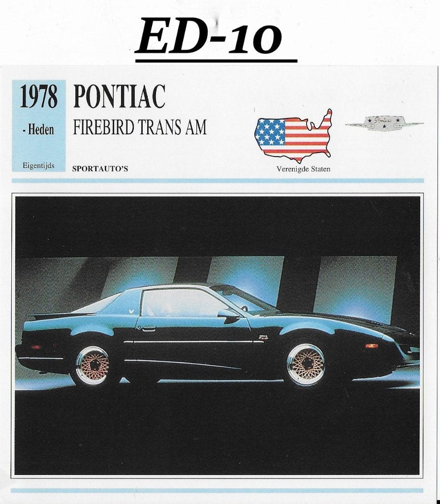 Ed10 autokaart pontiac firebird trans am ( 1978 ), Ophalen of Verzenden, Zo goed als nieuw, 1800 tot 2000, Landkaart