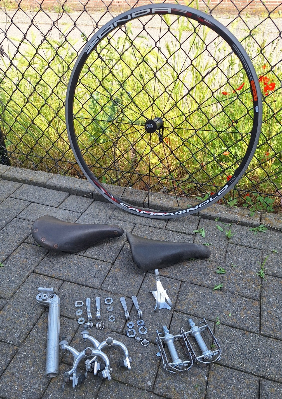 Diversen vintage racefiets onderdelen campagnolo brooks enzv, Fietsen en Brommers, Fietsonderdelen, Ophalen, Racefiets, Remmen