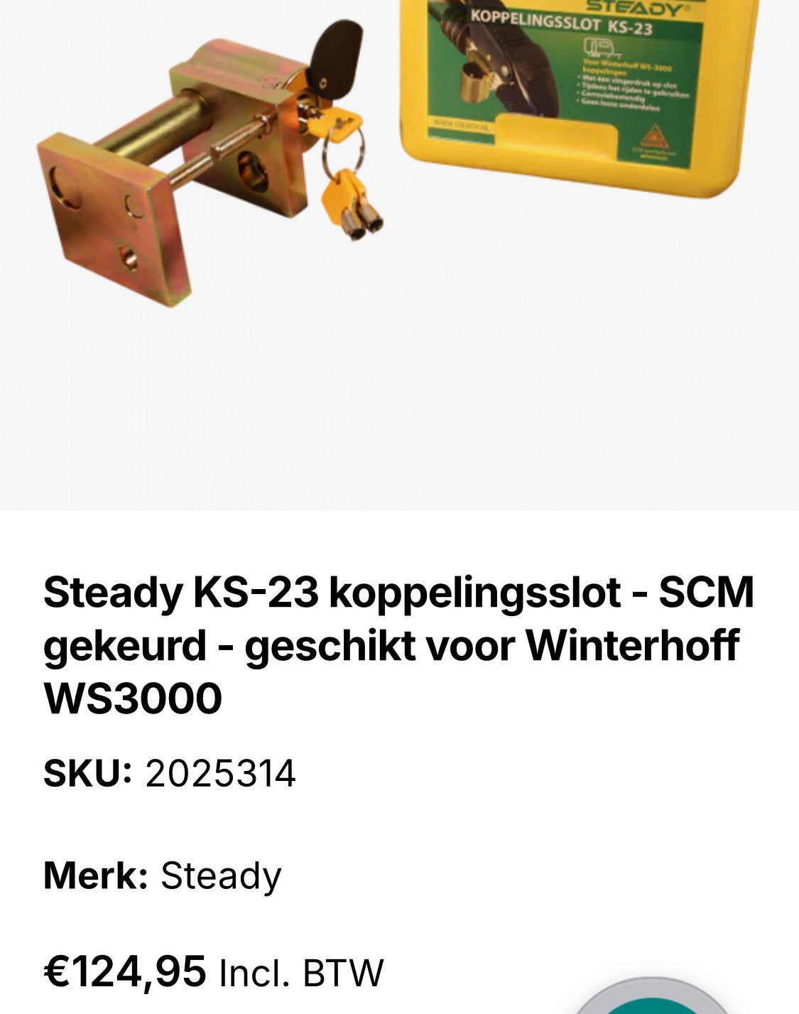 🔐 Steady KS-23 koppelingsslot voor Winterhoff WS-3000, Ophalen, Zo goed als nieuw