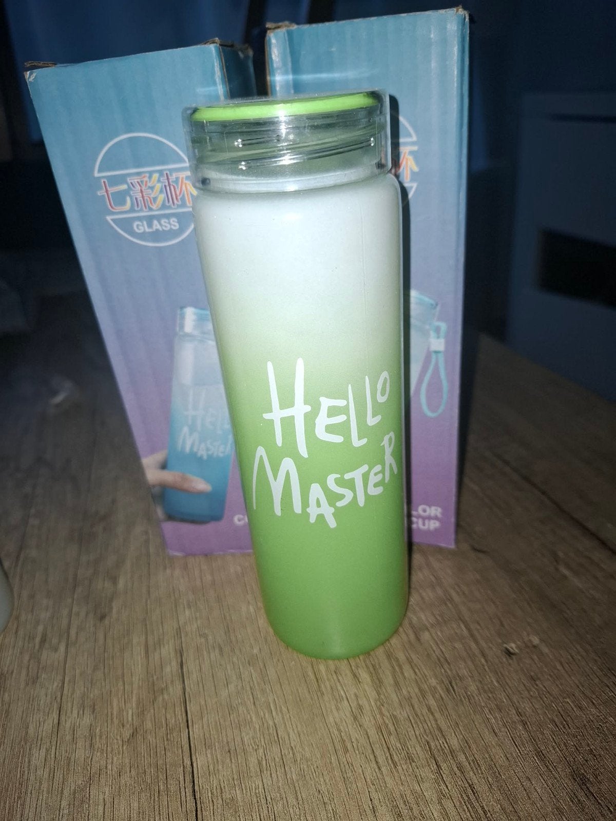Glazen drinkfles 400ml - Hello Master, Nieuw, Ophalen of Verzenden, Meerkleurig, Glas