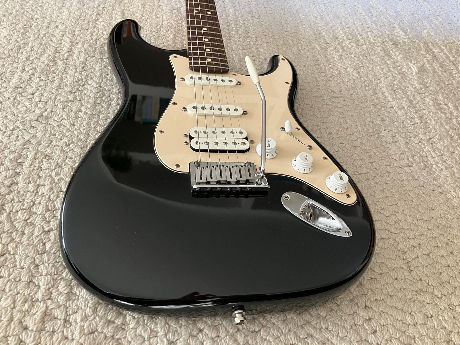 Fender Stratocaster made in USA - Zwart, Zo goed als nieuw, Muziek en Instrumenten, Snaarinstrumenten | Gitaren | Elektrisch, Ophalen of Verzenden