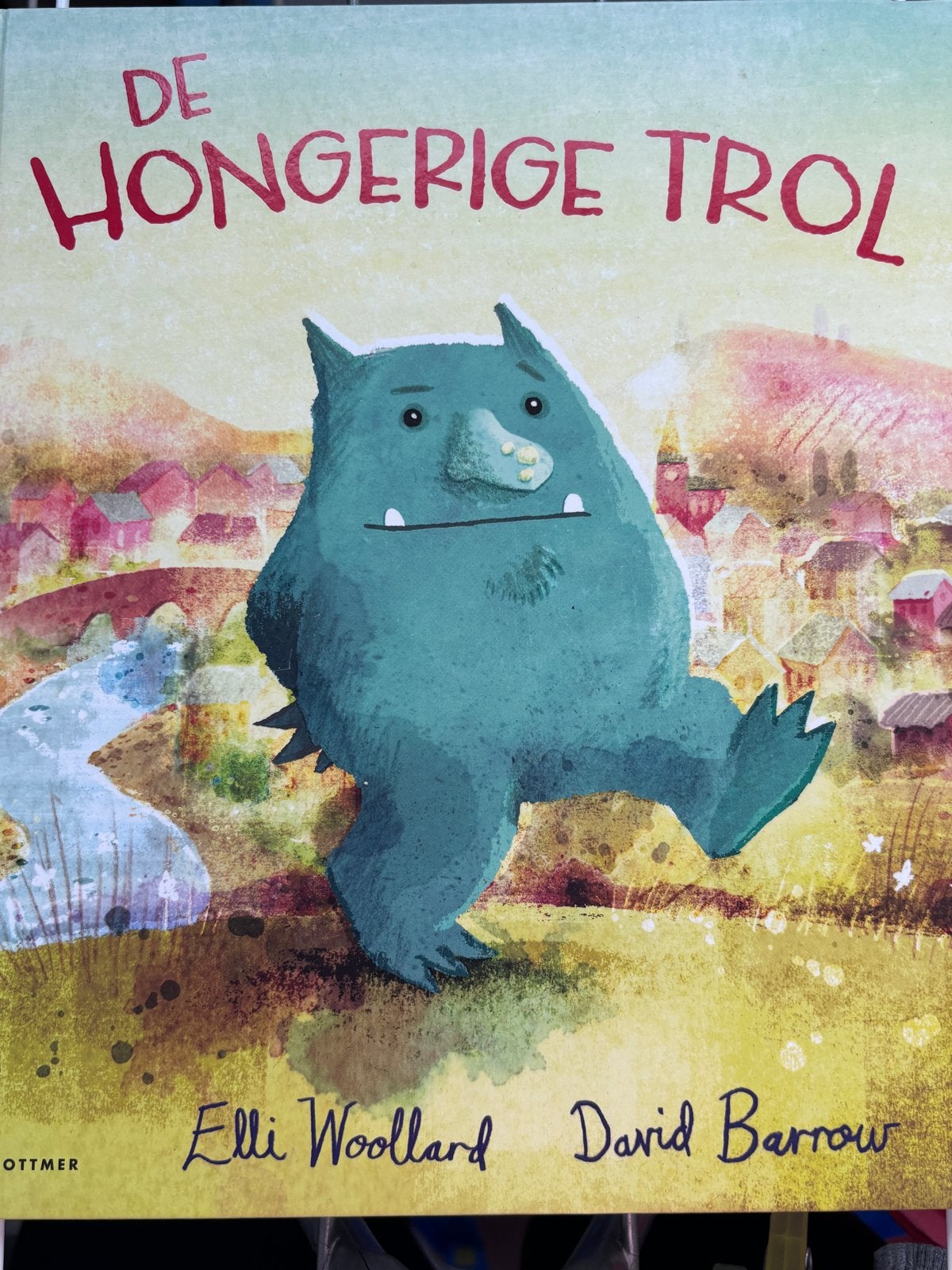 De Hongerige Trol - Prentenboek van Elli Woollard, Ophalen of Verzenden, Zo goed als nieuw, 2 tot 3 jaar