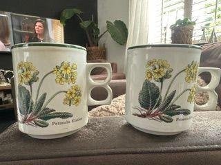 2 Wedgwood Florabunda Primula bekers, Zo goed als nieuw, Wedgwood, Porselein, Mok