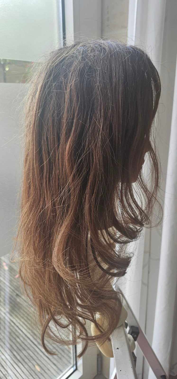 Jennifer Hoeve topper, balayage bruin/d.blond, Sieraden, Tassen en Uiterlijk, Ophalen of Verzenden, Gebruikt, Pruik of Haarverlenging