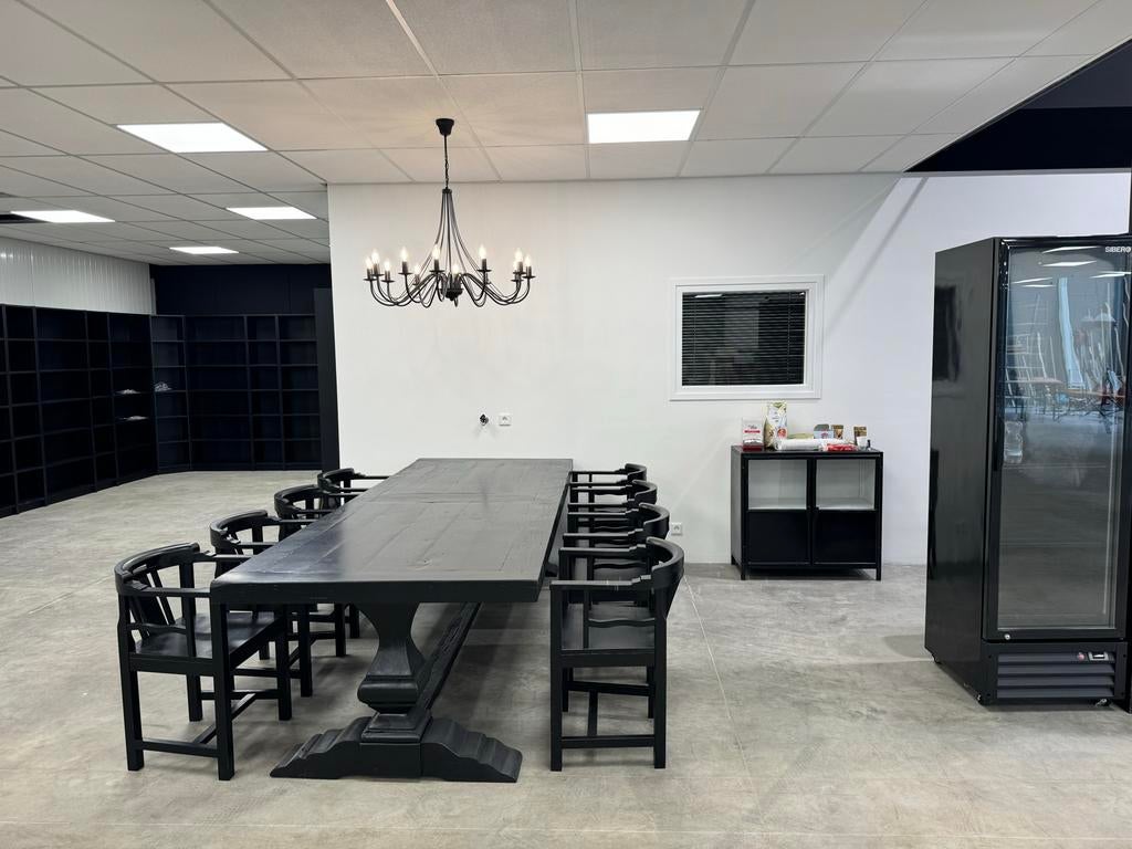 Robuuste eiken kloostertafel - 300x111x78 cm, Huis en Inrichting, Tafels | Eettafels, Ophalen, Gebruikt, 100 tot 150 cm, Eikenhout
