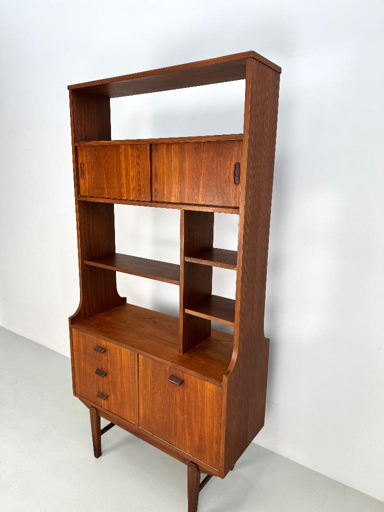 Vintage wandmeubel en roomdivider, Huis en Inrichting, Kasten | Wandmeubels, Verzenden, Teakhout, Zo goed als nieuw, Minder dan 100 cm