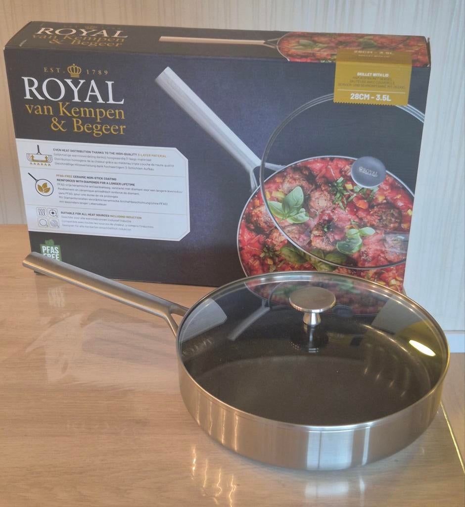 Nieuwe hapjespan Royal van Kempen & Begeer 28 cm doorsnee, Huis en Inrichting, Keuken | Potten en Pannen, Ophalen of Verzenden