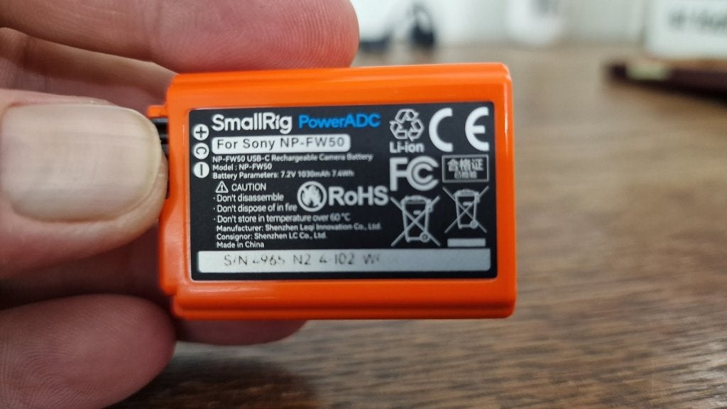 NP-FW50 Smallrig USB-C Batterij, Zo goed als nieuw, Accu, Opladen via autolader, Sony