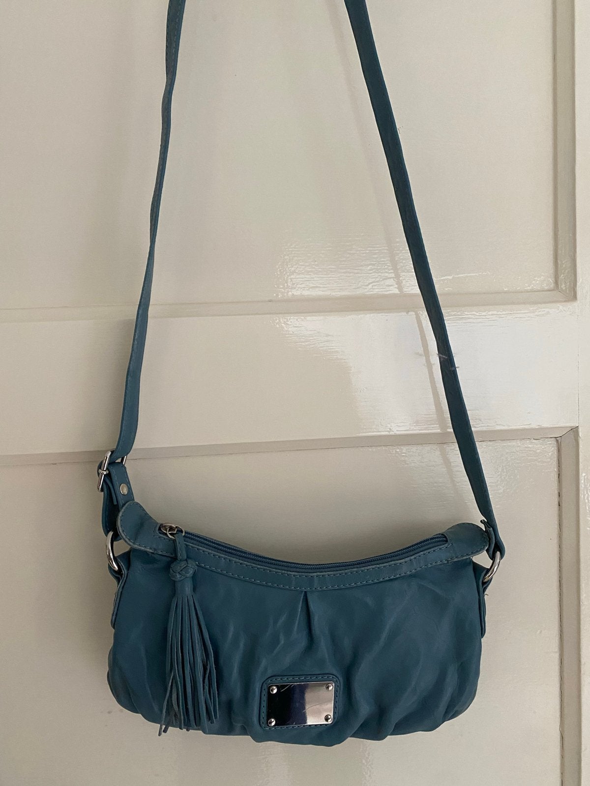 Vintage blauwe handtas van Vroom & Dreesmann (V&D), Ophalen of Verzenden, Gebruikt, Blauw, Handtas
