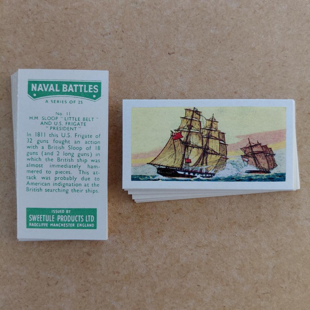 Naval Battles complete set 25 trade cards Sweetule 1959, Verzamelen, Militaria | Algemeen, Marine, Overige typen, Overige gebieden