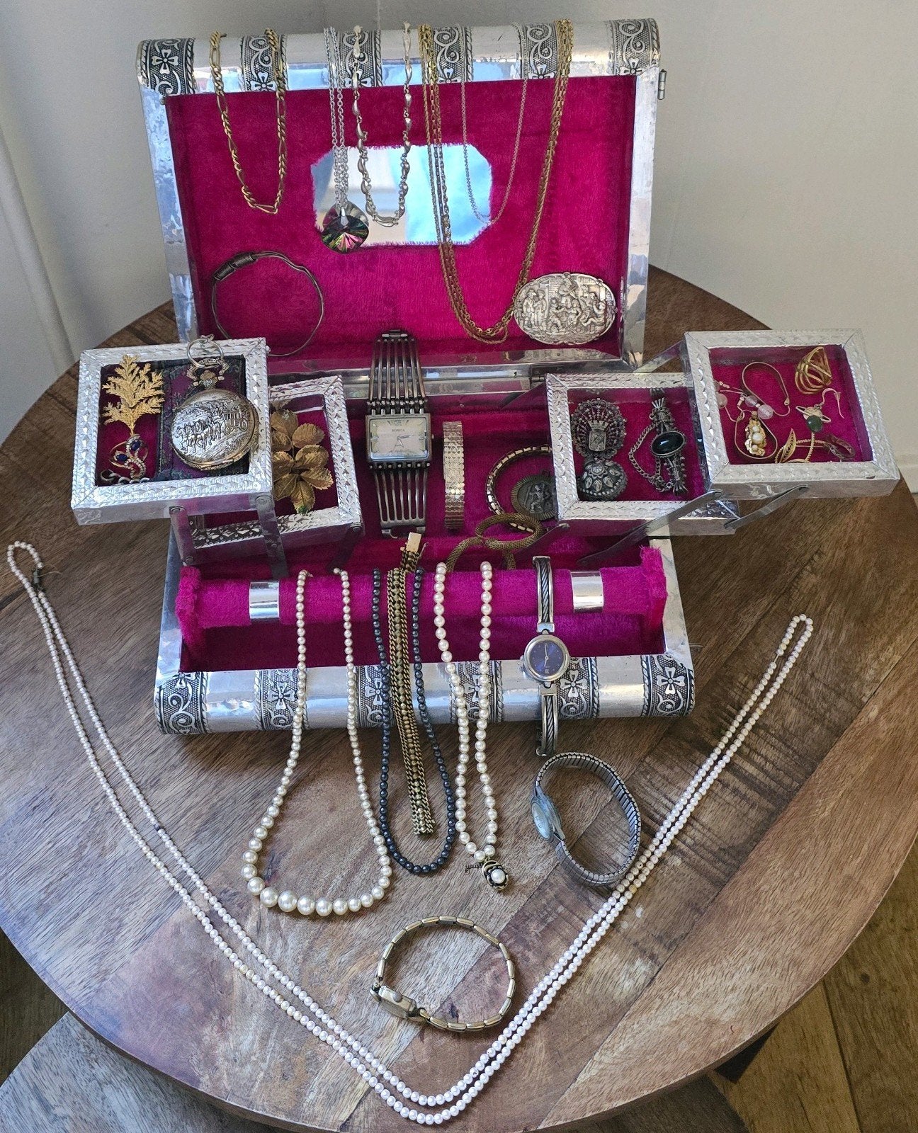 sieradendoos vol (vintage) sieraden / Partij, Verzenden, Overige materialen, Ketting