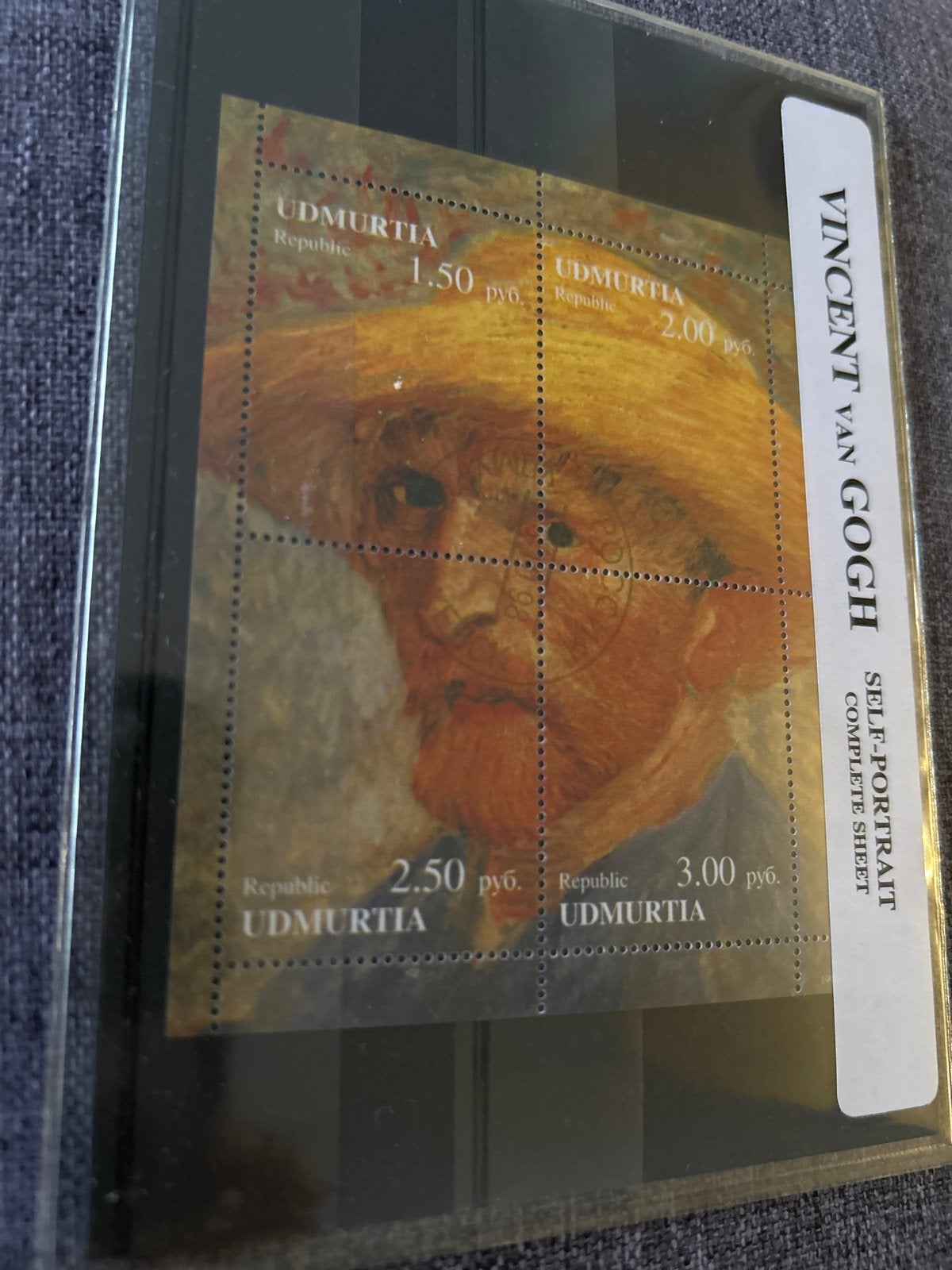 Vincent van Gogh Zelfportret Postzegelvel Udmoertië, Ophalen of Verzenden, Postfris, Centraal-Azië