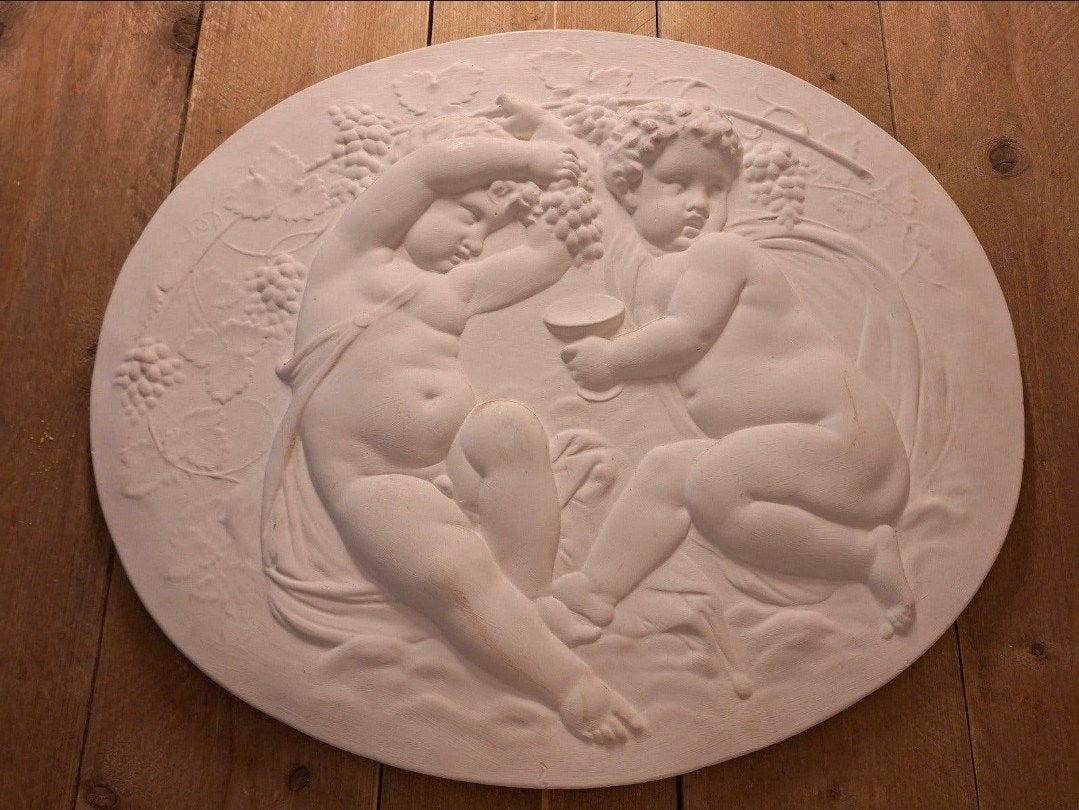 Decoratief reliëf met twee engeltjes - 69x58 cm, Ophalen